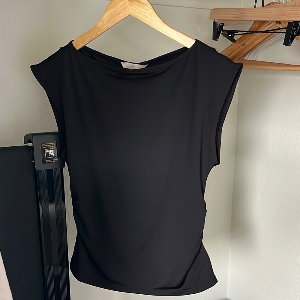 H&M Ruched Side Boat Neck Top